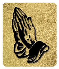 Black Praying Hands Shimmer Gold